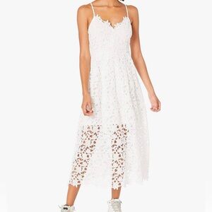 ASTR the label Sleeveless Lace Fit and Flare Midi Dress White Large Revolve